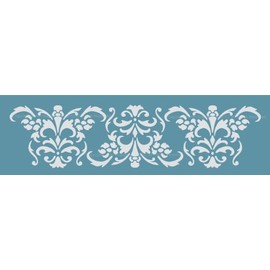 Size 9"(w) X 2 1/4"(h) Damask Border Stencil for Wall Cakes Curtains Pattern Faux Mural Decor #1025