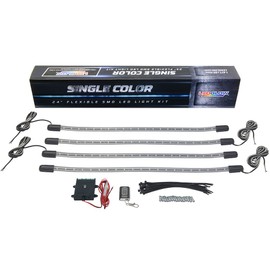 LEDGlow 4pc White LED Golf Cart Underbody Underglow Accent Neon Light Kit for EZGO Yamaha Club Car - Water Resistant Flexible Tubes - Includes Control Box & Wireless Remote