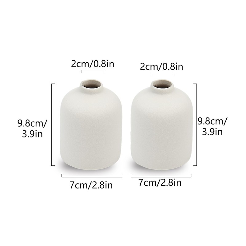 Set of 4 White Ceramic Vase for Flower, Small Decorative