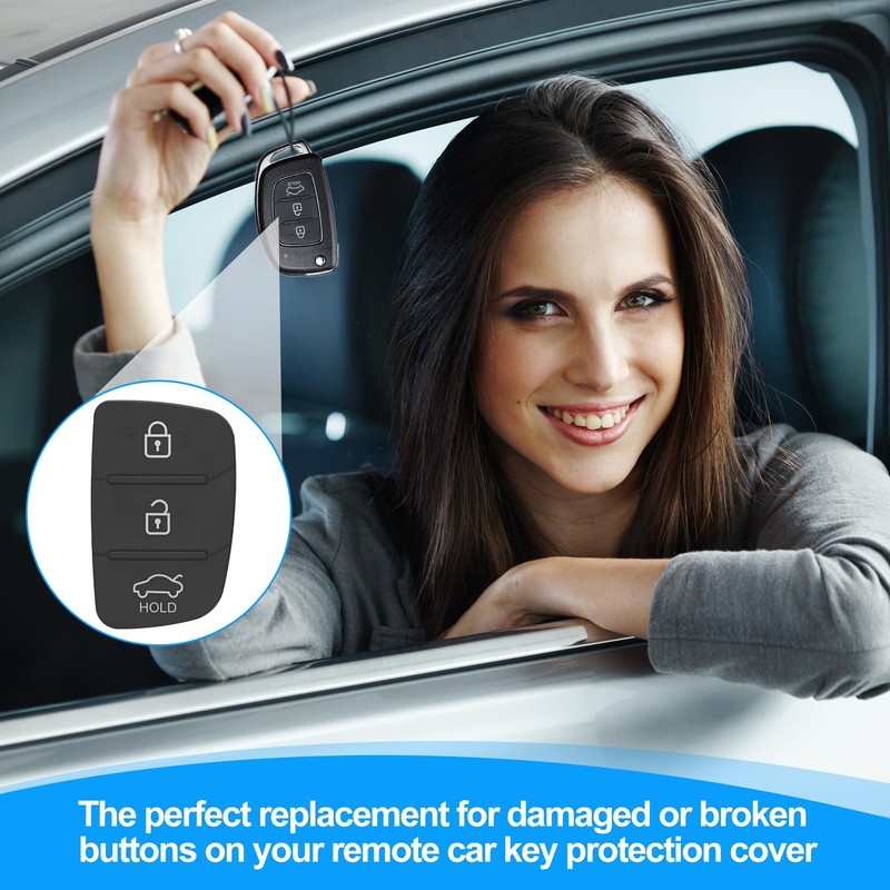 3Pcs Car Key Covers Replacement Durable Rubber Buttons Car Key