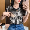 Jblue Outing Summer Nursing Short-Sleeve Stripe Top Apparel Production Brown/2XL