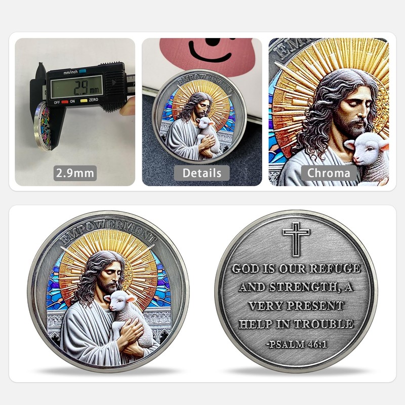 RYUKENLM Jesus Christian Challenge Coin-Empowerment Religious Token - Psalm 46:1