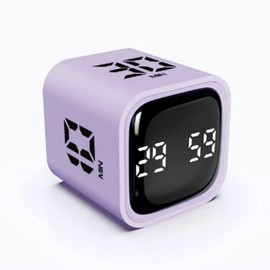 Cuteefun Cube Timer, Rotating Pomodoro Timer, 5/10/30/60 Minutes & Countdown Timer, Productivity Timer with Vibration, Short Timer with Adjustable Sound for Children, Kitchen, Sports, Study, Purple