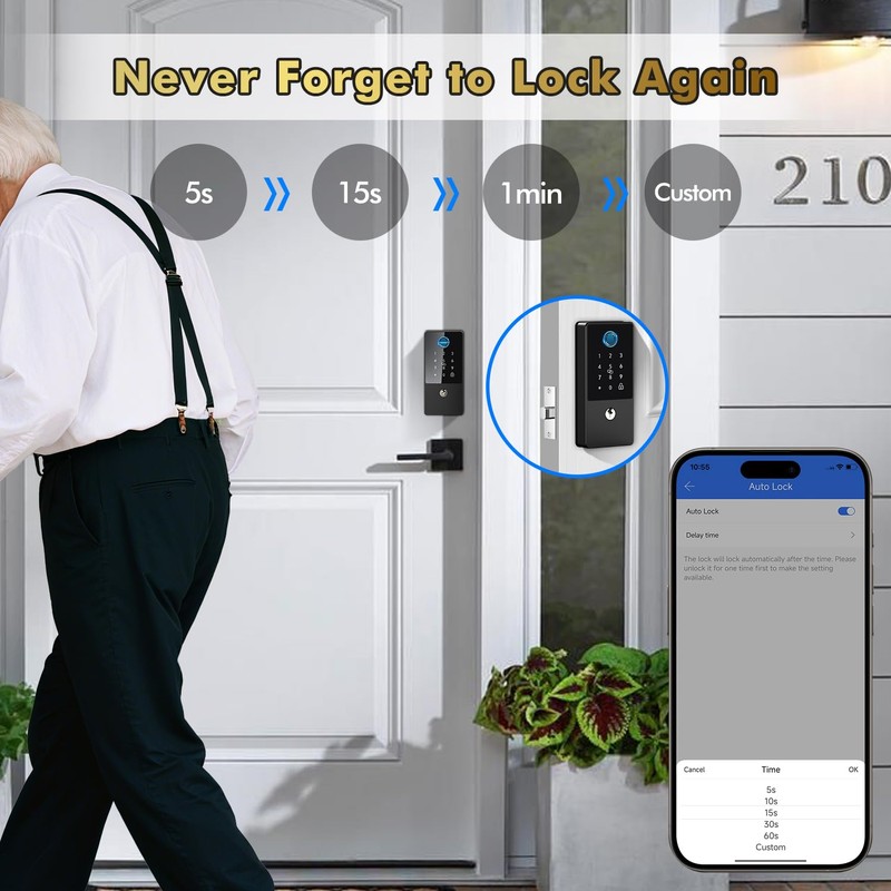 Biometric Smart Lock Deadbolt. Keyless Entry Door Lock with App
