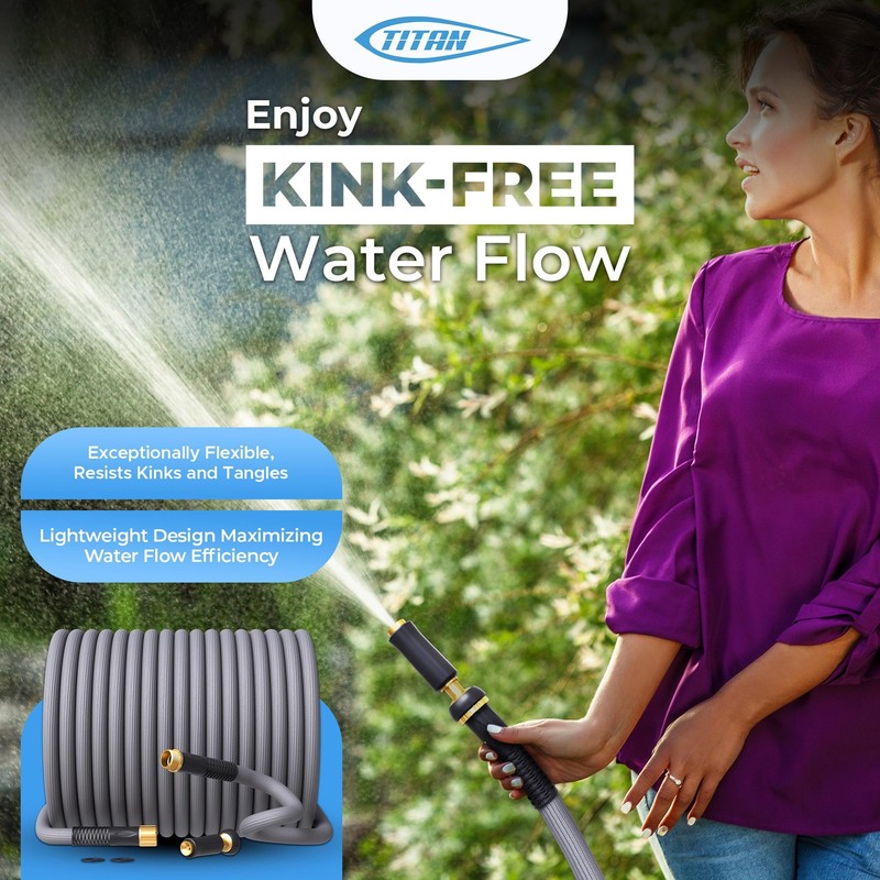 TITAN Garden Hose | Flexible, Lightweight, Kink-Free & Durable Hybrid