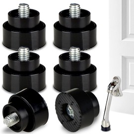 6 Pcs Door Stopper Rubber Tip Replacement - Heavy Duty Kickdown Door Stop Repair Set for Drop Down Door, Black