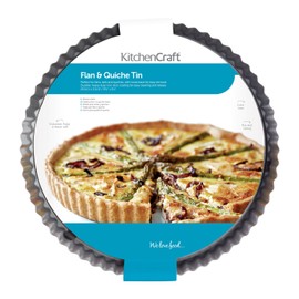 KitchenCraft Non Stick Flan Dish/Quiche Tin with Loose Base, Round, 25 cm, Silver