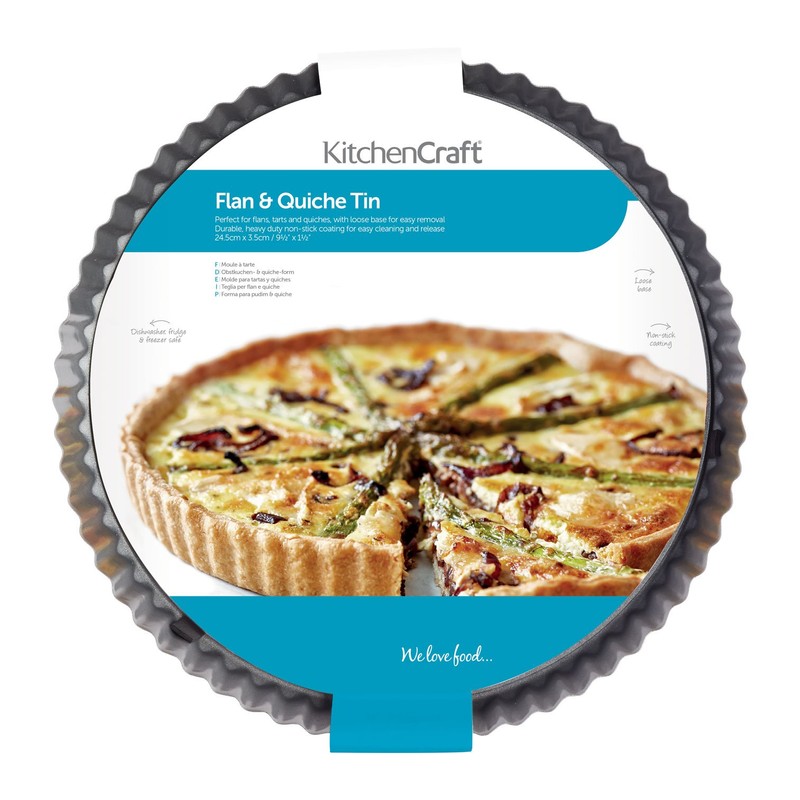 KitchenCraft Non Stick Flan Dish/Quiche Tin with Loose Base, Round,