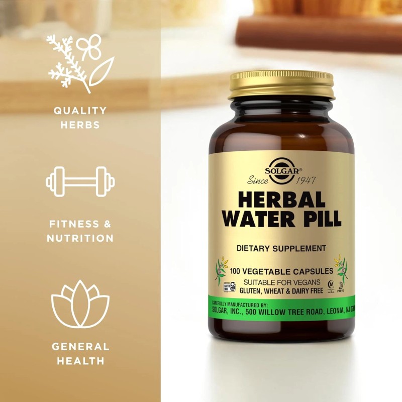 Solgar Herbal Water Pill Natural Diuretic Support 100 Vegetable Capsules