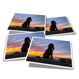 Vinyl Rectangle Stickers (Set of 4) 10cm - Beautiful Irish Water Spaniel Dog for Laptops, Tablets, Luggage, Scrap Booking, Fridges #50213