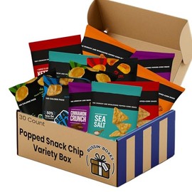 Popped Snack Variety Pack – 30 Count Snack Box with Air-Popped and Crunchy Chip Alternatives – Individually Wrapped Bags Assembled by Bussin Boxes