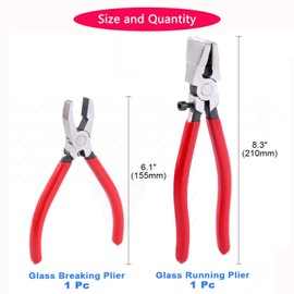 2 Pcs Glass Running Pliers and Breaker Grozer Pliers Set with Rubber Tips for Stained Glass, Mosaics, Heavy Duty Glass Cutting, and Crafting Projects – Professional Glass Cutting Tools