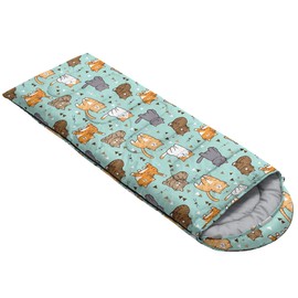 BSNTHO Cute Cat Camping Sleeping Bags,3 Season Warm & Cool Weather,Lightweight,Waterproof Sleeping Bags for Adults & Kids,Traveling,and Outdoors,Camping Gear Equipment,31x90inch