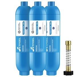 RV Inline Hose Water Filter, NSF Certified Camper Water Filter with Flexible Hose Protectors For RV Garden, Camping Essentials For Reduces Chlorine, Bad Taste, Odor In Drinking Water, 3 Pack SETFEEL
