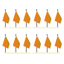 Krmkot Small Mini Solid Orange Flags Hand Held Plain Orange DIY Color Stick Flags, Grand Opening, Carnival,Party Events Celebration, 12 Pack