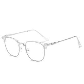 COZENTA Men's Date Glasses, Blue Light, Cut, Wellington Salmon Blow Glasses, Stylish, clear/silver