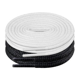 Endoto 2 Pairs Shoelaces for FootJoy Golf Dress Oxford Shoe Laces Replacement Shoe Strings(Color:Black+White,Size:32Inch)