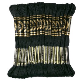 16 x Black Embroidery Thread, Embroidery Threads, Embroidery Skeins, 6 Strand Embroidery Floss, Embroidery Threads for Bracelet Making, Black Embroidery Threads Pack, Embroidery Threads Black