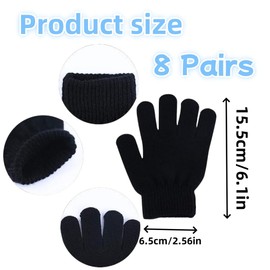 SDXCJY 8 Pairs Kid's Thermal Winter Knitted Cotton Gloves,Kid's Sports Gloves Kid's Cotton Gloves for Windproof Outdoor Anti-slip Gloves Warm Bike Riding Football Walking Ski. (Black and Navy blue)