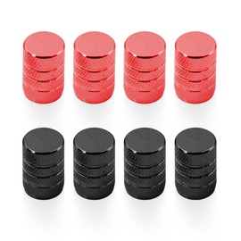 8 Pieces Car Tire Valve Caps, Tire Valve Caps, Universal Tire Valves, Car Tire Dust Caps With Rubber Rings (Black, Red)