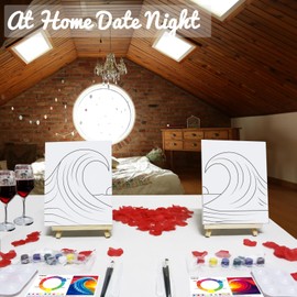 PAILIM 2 Pack Sip and Paint Kit for Adults Couples Painting Kit Pre Drawn Canvas to Paint at Home Date Night Party Favor Supplies Art Painting Set Couples Activity 8x10 Sea Wave