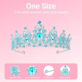 Papoopy Tiara Crown for Women, Headband Hair Accessories for Birthday Wedding Party Costume (C-Blue)