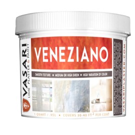 VASARI Lime Plaster and Paint | Veneziano Plaster (Smooth Finish) | Made from Natural Lime and Powdered Marble | color: Natural White #1 | size: 1 Quart wet mix