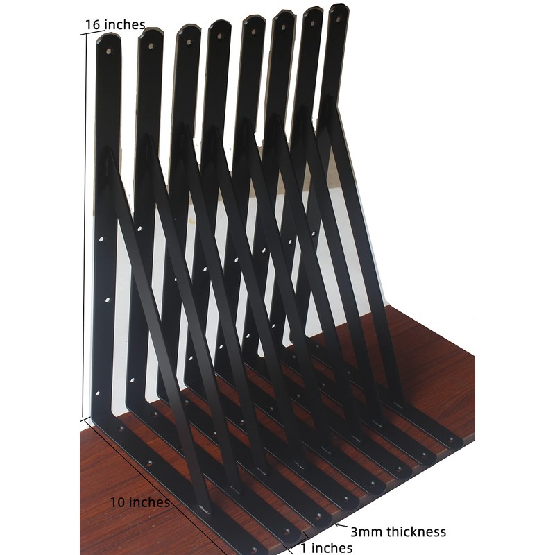 8 Pack L16" x H 10" Black Heavy Duty Shelf