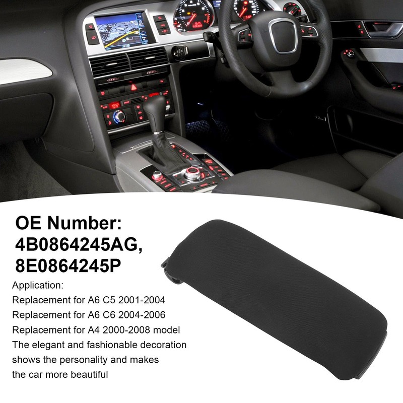 Center Console Armrest Cover Black Square 4B0864245AG Replacement for A6