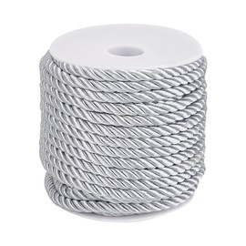 PH PandaHall 8mm Graduation Honor Cords 21 Yards Cord Trim Silver Window Bow Ties Crafts Rope Handfasting Braided Decorative Cord for Lampshade Clothing Handmade Cording