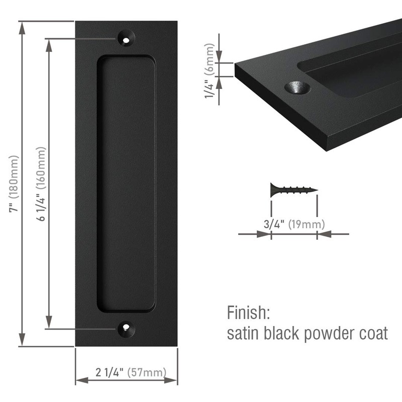 Tibres - 7" Sliding Barn Door Handle - Flush Pull