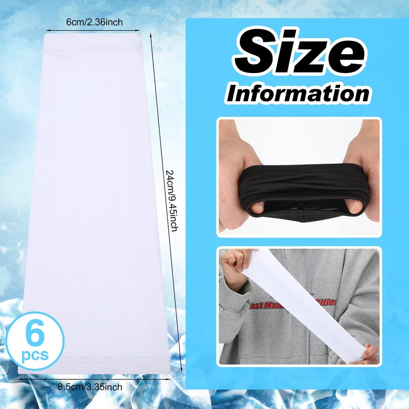 SATINIOR 6 Pairs Kids Cooling Arm Sleeves Youth Sun Protection