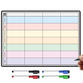 TMS A4 Magnetic Weekly Planner and Dry Wipe Pens | Fridge Magnet Calendar, Meal Planner Whiteboard for Kitchen | Small Dry Erase Memo Board for To Do List, Office Notes or Daily Reminders