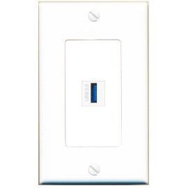 RiteAV USB-3 Decorative 1 Port Wall Plate [White]