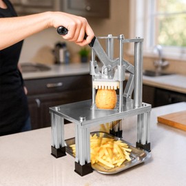 Commercial French Fry Cutter with 4 Replacement Blades, 1/4" and 3/8" Blade Easy Dicer Chopper, 6-wedge Slicer and 6-wedge Apple Corer, Lemon Potato Cutter
