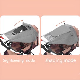WYFCR Foldable Pram Sunshade Cover with Viewing Window for Strollers,Stroller Sun Shade Canopy for Pushchair, Windproof Waterproof Pram Sun Shade Cover, Easy to Install,Snooze Shade