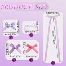 40Pcs Y2K Hair Clips Set Colorful Bow Hair Clips 4 Shaped Metal Snap Hair Accessories Satin Mini Hair Bow Clips for Women Girls(Purple)