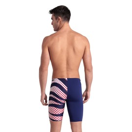 ARENA Mens Performance Multi Stripes Jammer Swim Trunks, Navy/White Multi, 22 US