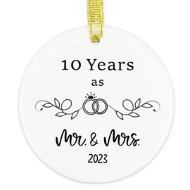 10th Anniversary Ornament 2023, 10 Years As Mr. & Mrs. Romantic Gifts for Him Her, Ten Years Marriage Keepsake for Wife, Tenth Anniversary Marriage Presents for Wife or Husband Christmas Ornament