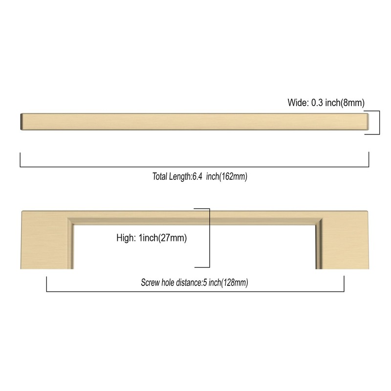 9BUILD 10 Pack Brushed Gold Cabinet Pulls 5 Inch Cabinet