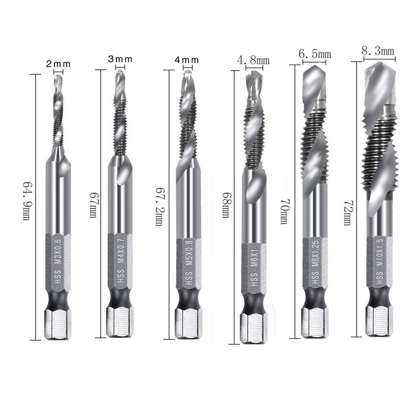 MoToNa Tap Drill Set, Threading, High Speed Steel, M3, M4,