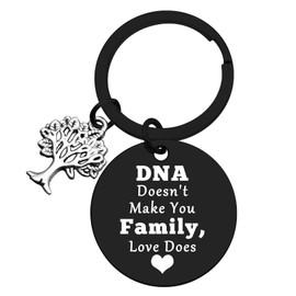 Xiahuyu Step Parent Keychain Gifts DNA Doesn't Make You Family Love Does Keychain for Step Mom Step Dad Gifts Adoption Gifts Mothers Day Fathers Day Christmas Birthday Gifts for Bonus Mom Dad