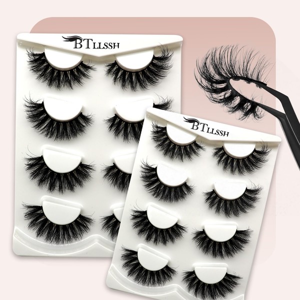 BTLLSSH False Eyelashes 8 Pair Faux Mink - Strip Lash