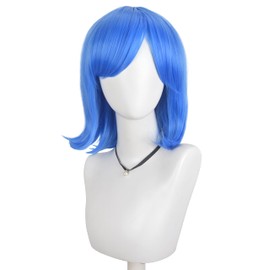 LALASAM- LALSAM Sadness Peluca Bob Azul Niñas Peluca de Anime Azul con Flequillo Mujeres Resistente al Calor Peluca de Cosplay Sintética C