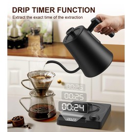 Gooseneck Electric Kettle with ±1℉ Precision Temperature Control for Pour Over Coffee & Tea, Rapid Boil, 304 Stainless Steel, Built-in Brew Timer, 1200W/1.0L