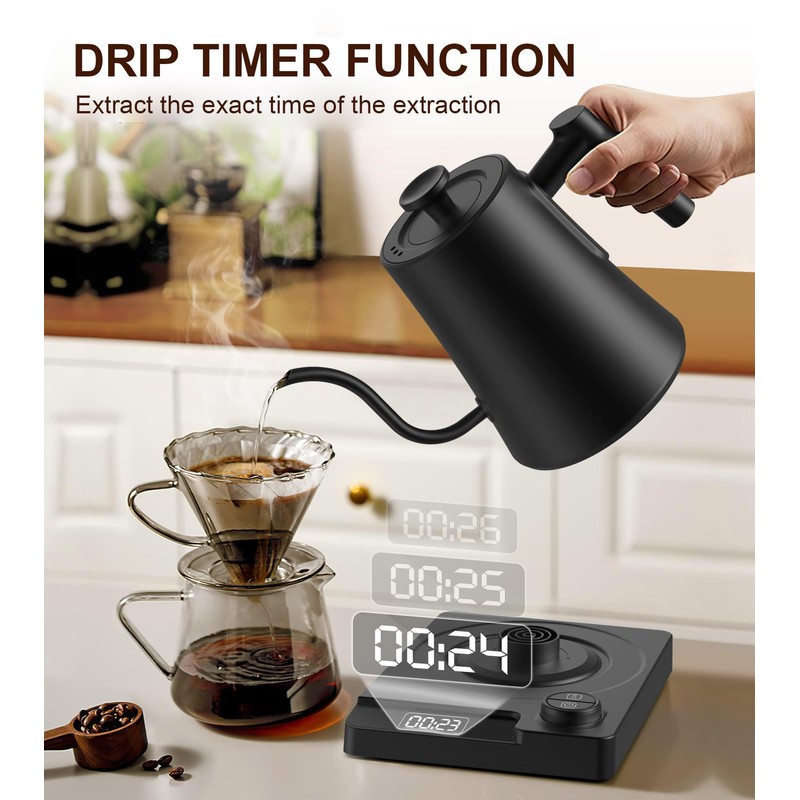 Gooseneck Electric Kettle with ±1℉ Precision Temperature Control for Pour