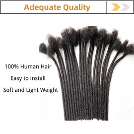 Loc Extension Human Hair 6inch 0.6cm Width 100% Permanent huamn hair Dreadlocks Extension Dyeable Rinse Handmade loc Extension for Men Women (70 Strands Natual Black)