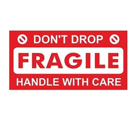 Fragile Stickers Label, Small Size, 6x3 cm, Paper, Red, Pack of Handle with Care Fragile Labels(250 Stickers)