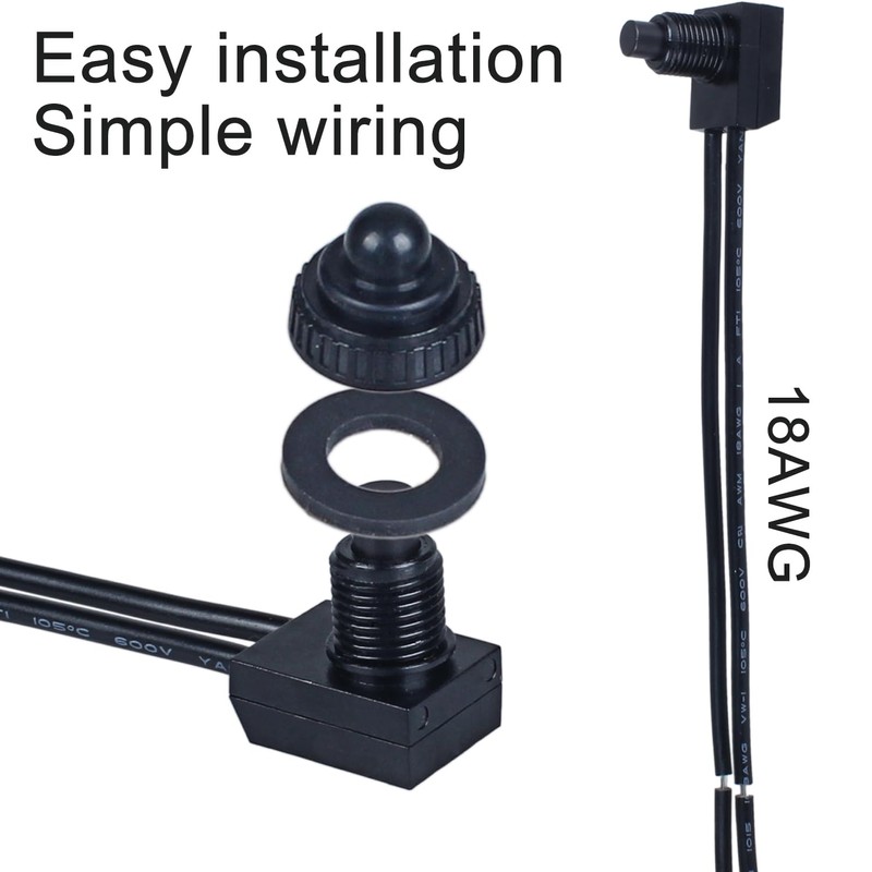 DMWD 12V Waterproof IP67 Latching RV Push Button Switch ON