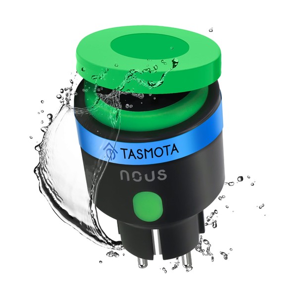 NOUS Tasmota Smart Outdoor Socket ESP32, IP44 Waterproof Socket, 16A